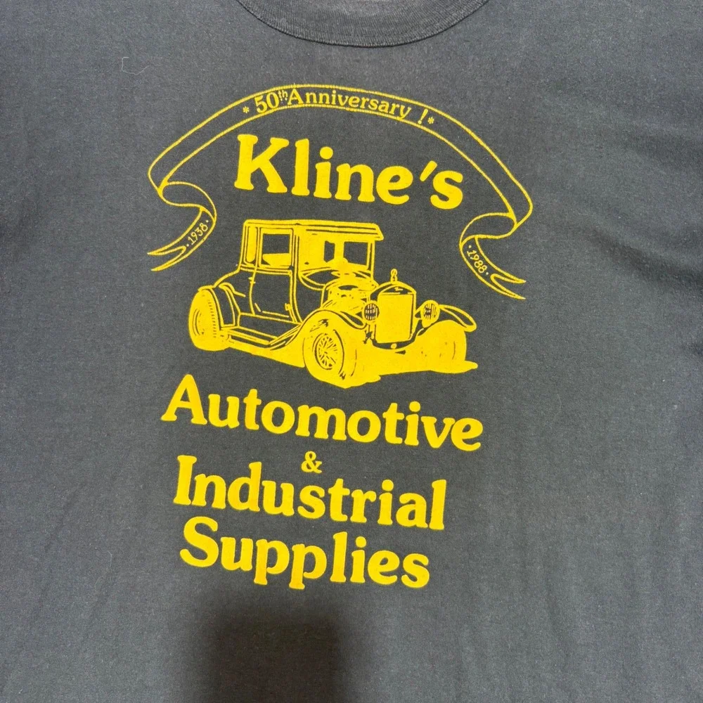 Vintage 1988 Klines Automotive 50th Anniversary T Shirt XL Black Single Stitch